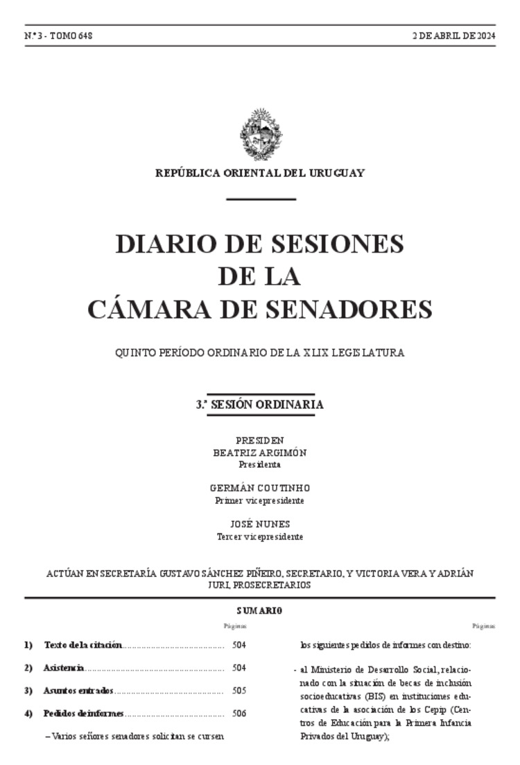 DIARIO DE SESIONES DE LA CAMARA DE SENADORES del 02/04/2024